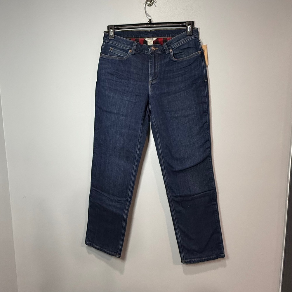 Duluth Trading Co Womens Flannel Lined Daily Denim Straight Leg Jeans 8x29 75757